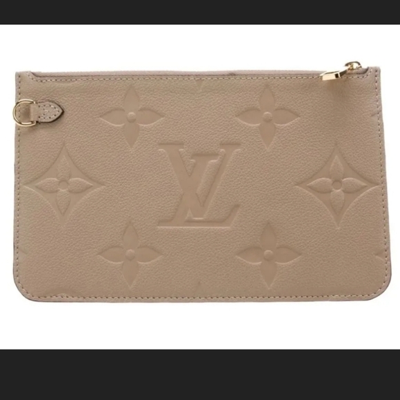 Unused Authentic Louis Vuitton embossed empreinte leather Giant Pouch TAUPE - Picture 1 of 6